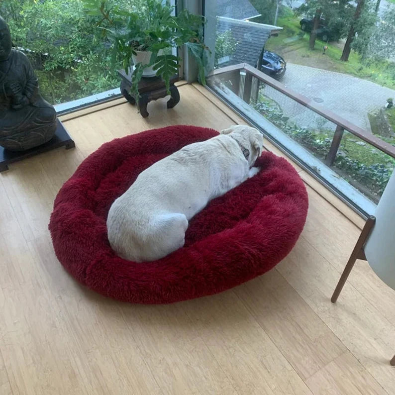 Orthopedic Calming Dog Bed – Washable Donut Bed with Removable Cover