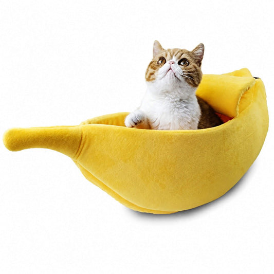Banana Cat Bed – Cozy Soft Plush Bed for Cats & Kittens