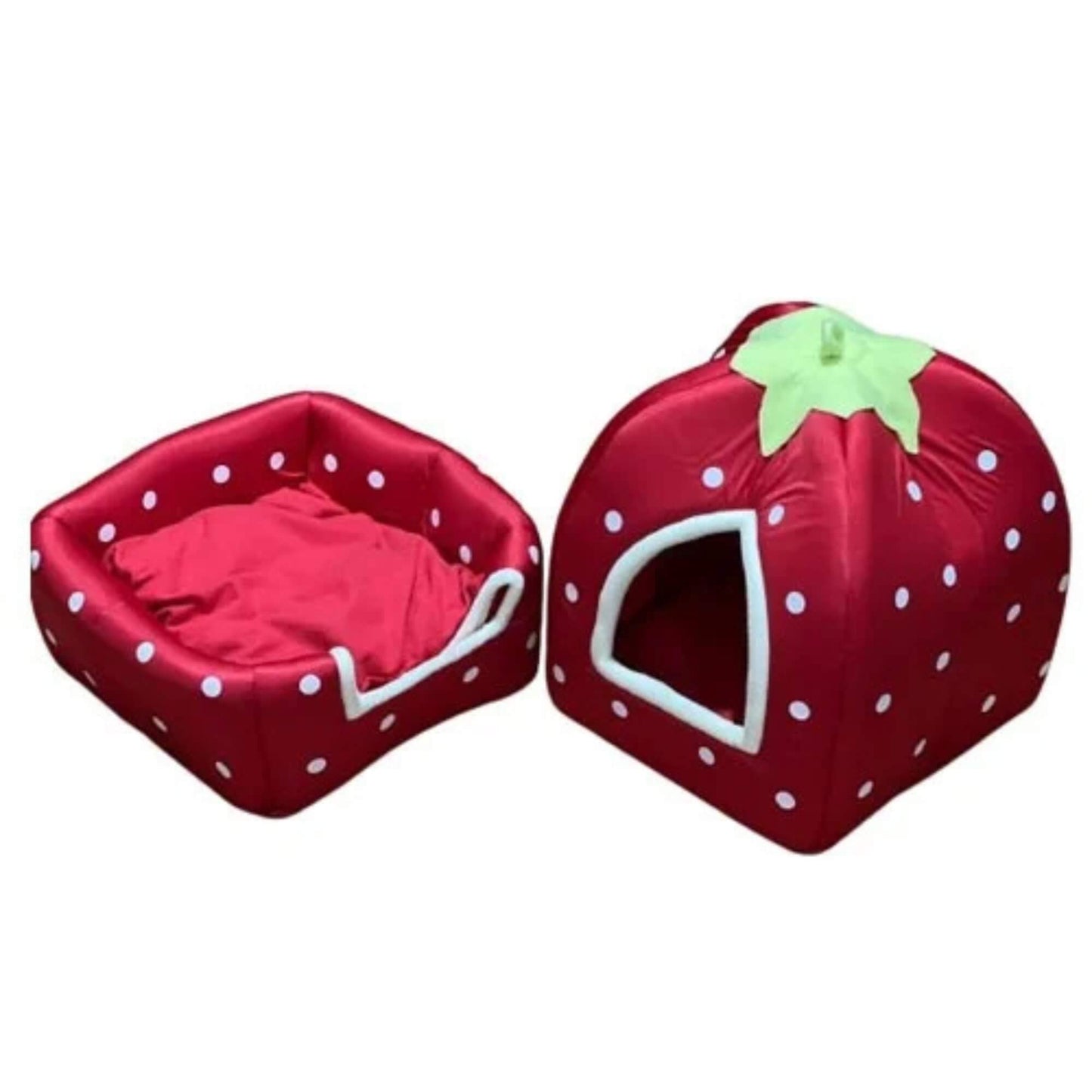 Strawberry House Pet Bed – Cozy Enclosed Bed for Small Dogs