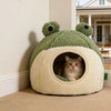 Frog Shaped Cat Bed, Semi-Enclosed Plush Pet Nest